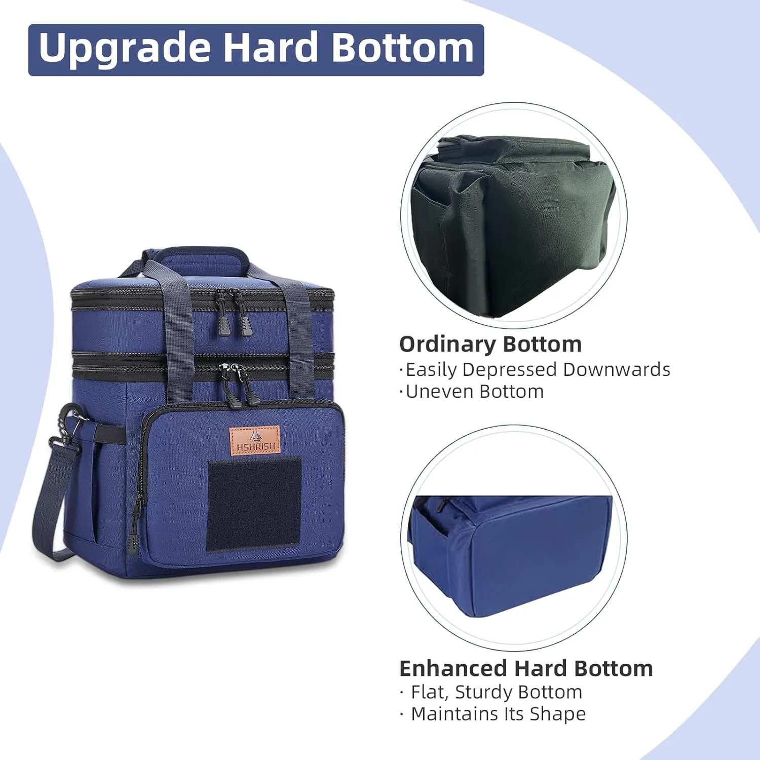 HSHRISH Tactical Lunch Box, Expandable Insulated Large Lunch Bag, Heavy Duty Waterproof Leakproof Cooler Bag for Adults/Men/Work Outdoor Picnic Day Trips, 20 Can/15 L, Blue