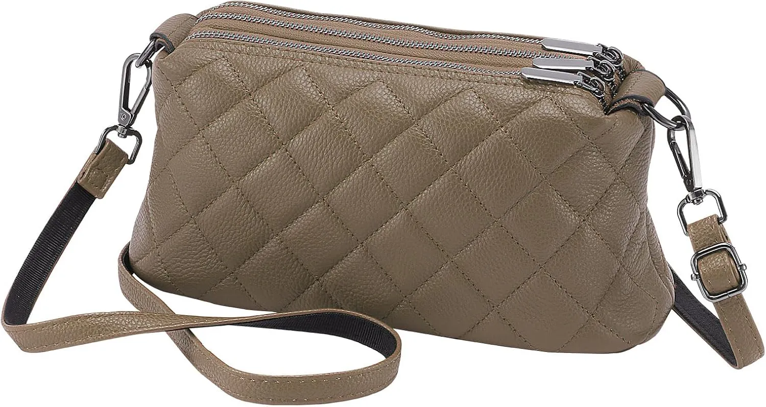HUA ANGEL Crossbody Purses for Women, Leather Shoulder Handbags Sling Bag Crossboby Bags Triple Zipper Multi Pockets Purses