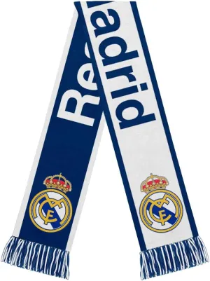 Icon Sports Officially Licensed Real Madrid CF Reversible Soccer Scarf, Premium Acrylic Unisex Soccer Gear