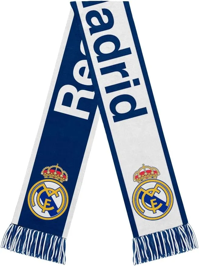 Icon Sports Officially Licensed Real Madrid CF Reversible Soccer Scarf, Premium Acrylic Unisex Soccer Gear