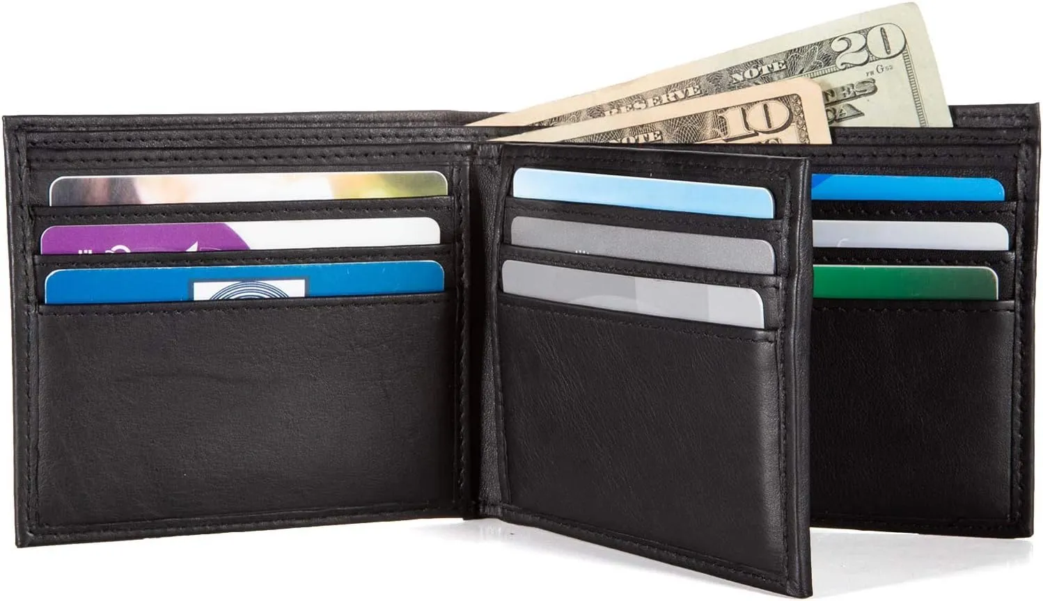 ID Stronghold Extra Capacity Bifold Wallet for Men - RFID Blocking Genuine Leather Wallet