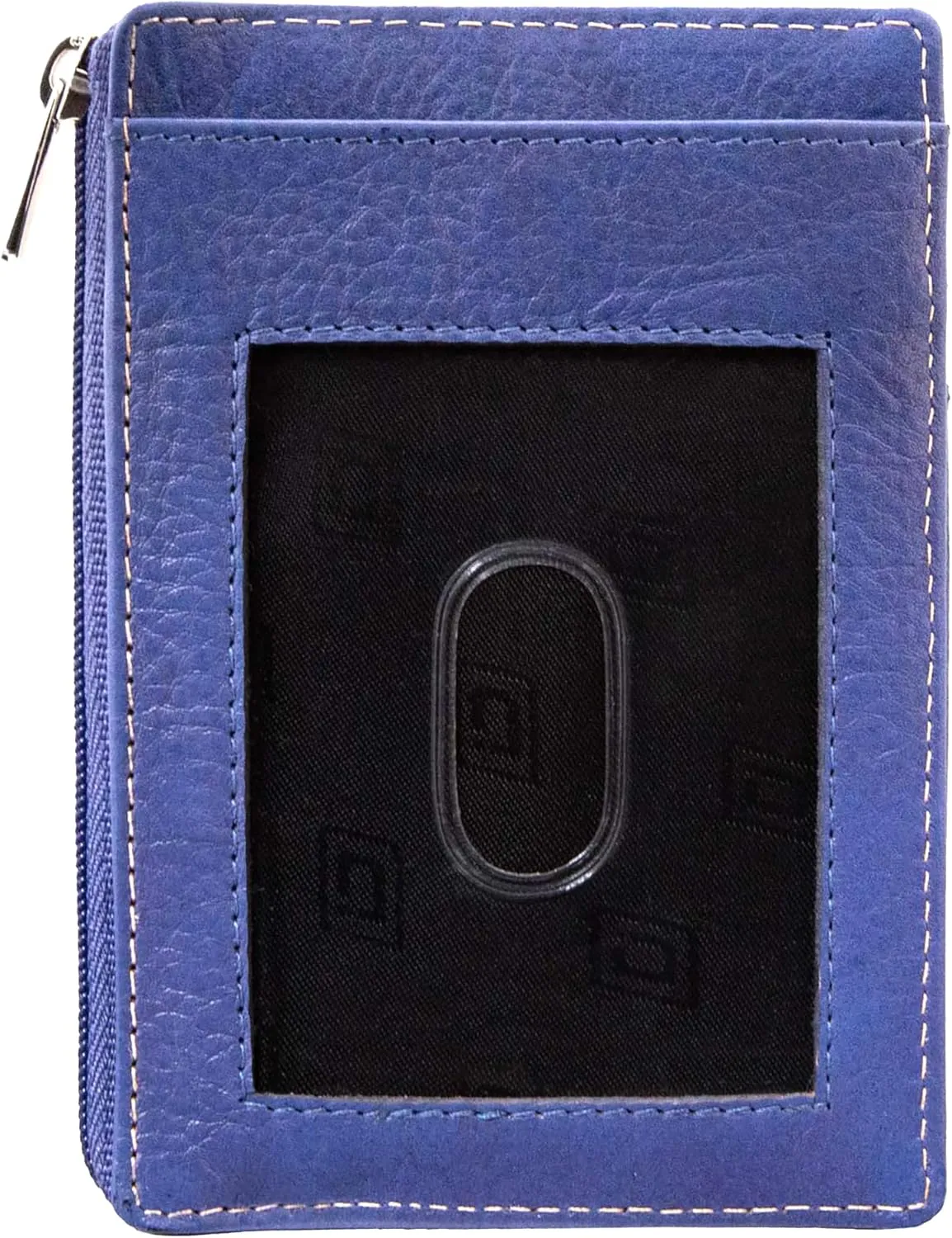 ID STRONGHOLD RFID Front Pocket Wallet Mini Minimalist Wallet Slim Wallet Genuine Leather with Zipper , Royal Blue , Small