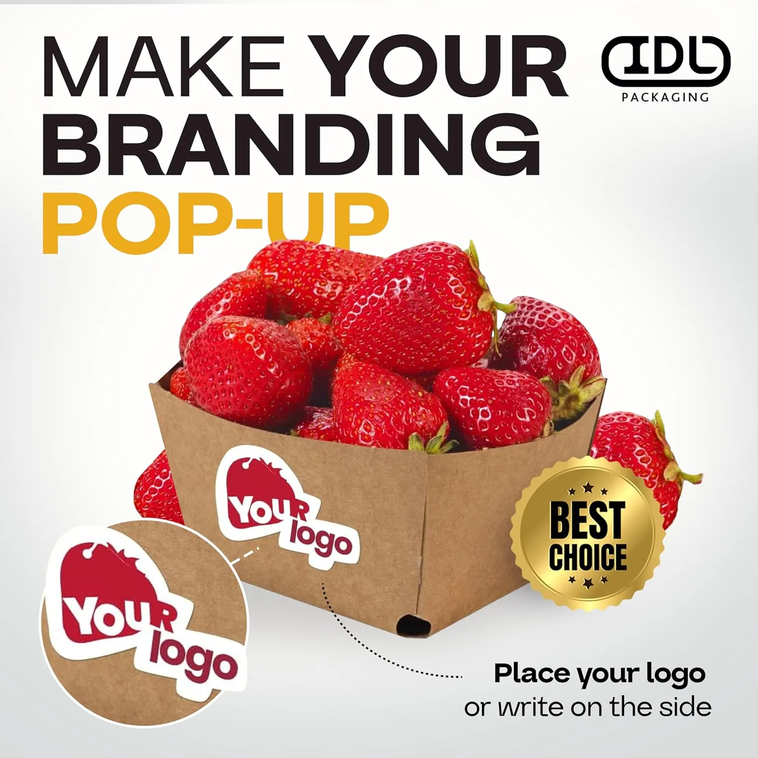 IDL Packaging Pint Berry Basket, Brown (Pack of 100) - Strong and Food-Safe Cardboard Containers for Freezing or Storing Small Fruits - Perfect Farmers Market Supplies