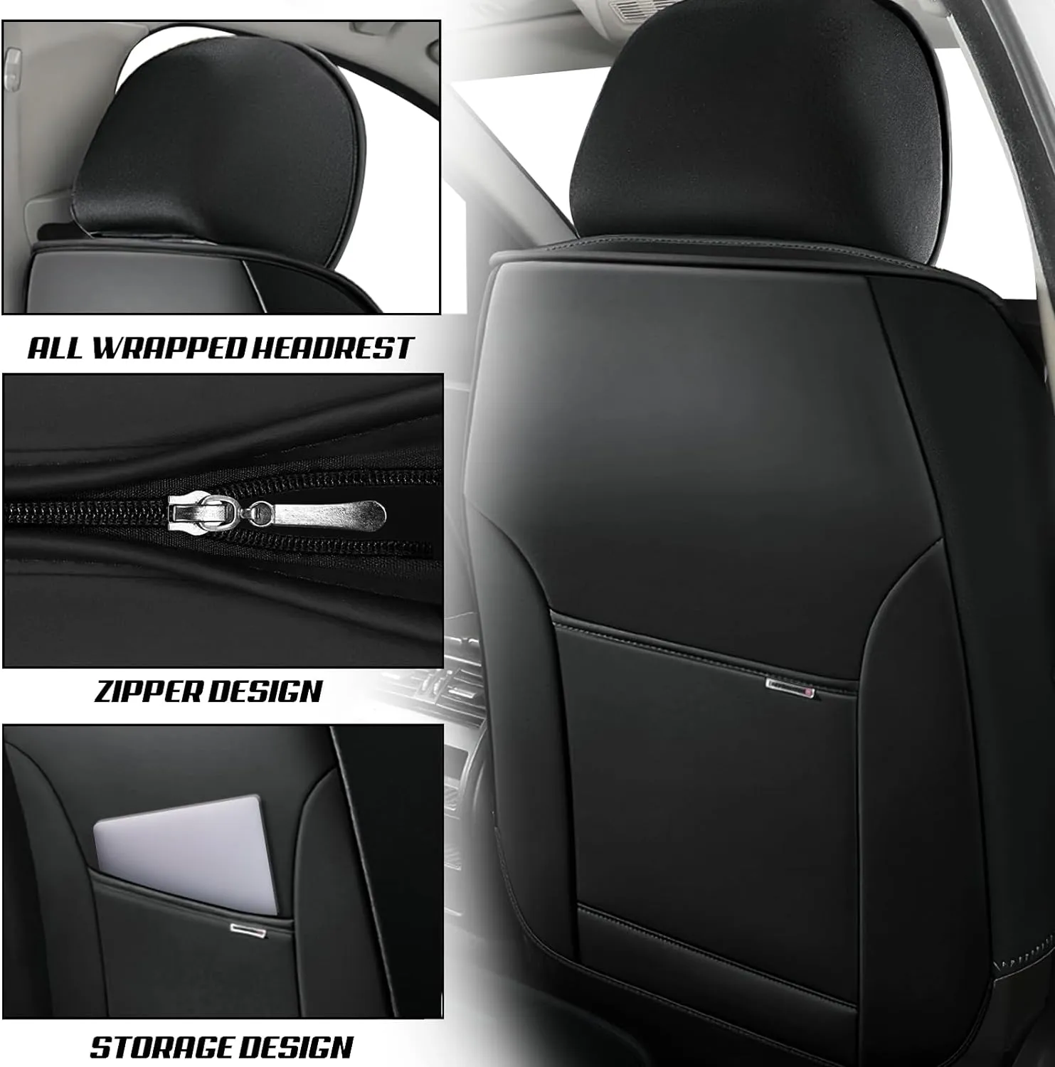 ILMO Leather Seat Cover for Jeep Wrangler JK JL 2/4 Door 2007-2024 Unlimited X Rubicon 392 Sahara Willys Sport High Altitude, Compatible Airbag Car Seat Cover (Black&Orange, 2 Front Seat)