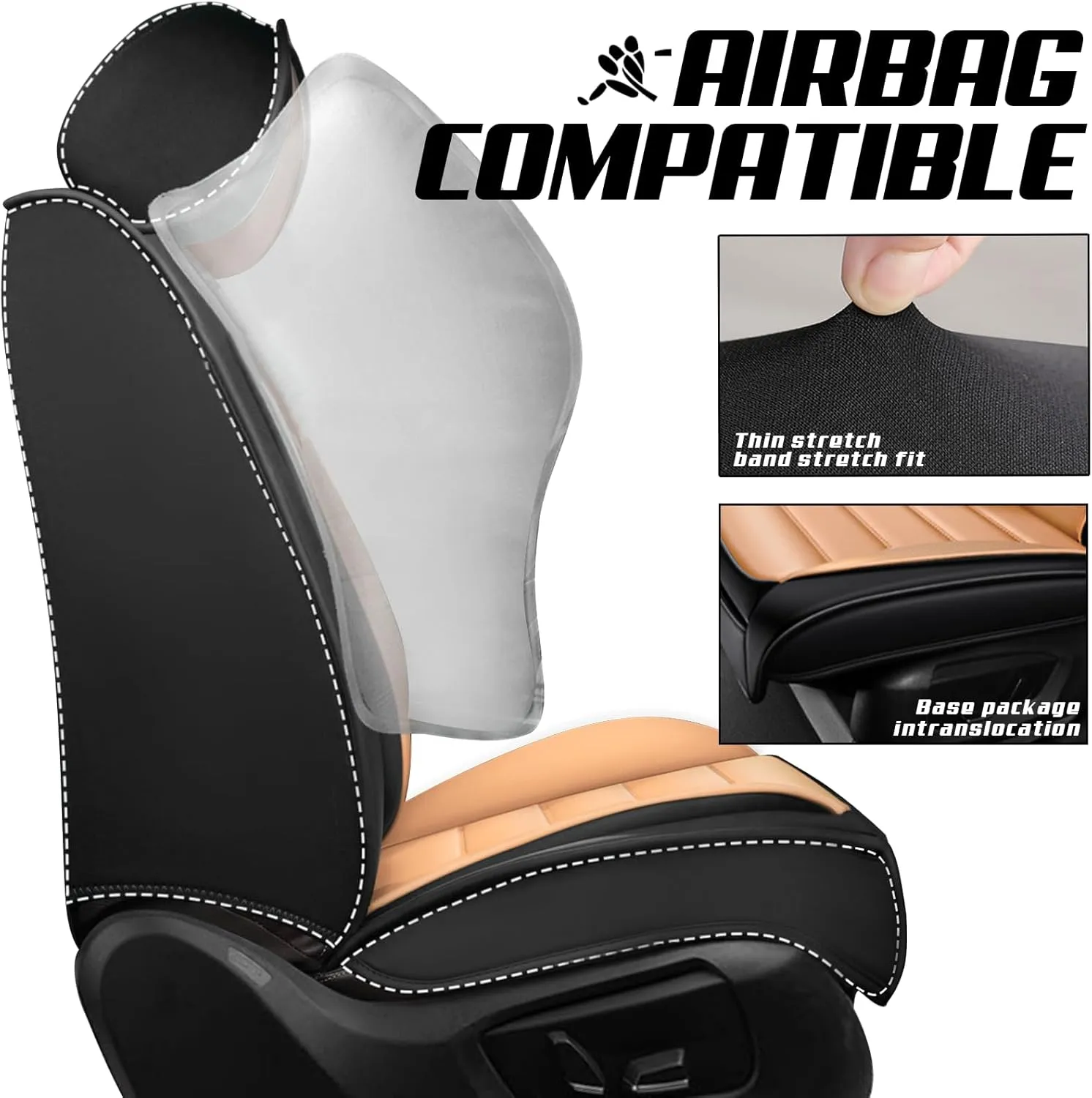ILMO Leather Seat Cover for Jeep Wrangler JK JL 2/4 Door 2007-2024 Unlimited X Rubicon 392 Sahara Willys Sport High Altitude, Compatible Airbag Car Seat Cover (Black&Orange, 2 Front Seat)