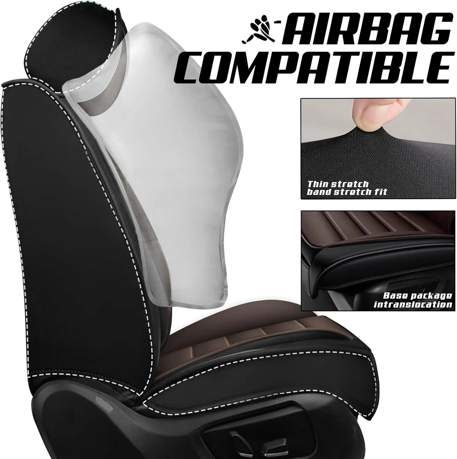 ILMO Seat Covers for Truck 2006-2024 Toyota Tacoma Double Crew Cab, Limited, SR, SR5, TRD Sport, TRD PRO, TRD Off-Road, Waterproof Leather Seat Protectors(Black&Coffee, Front Pair)