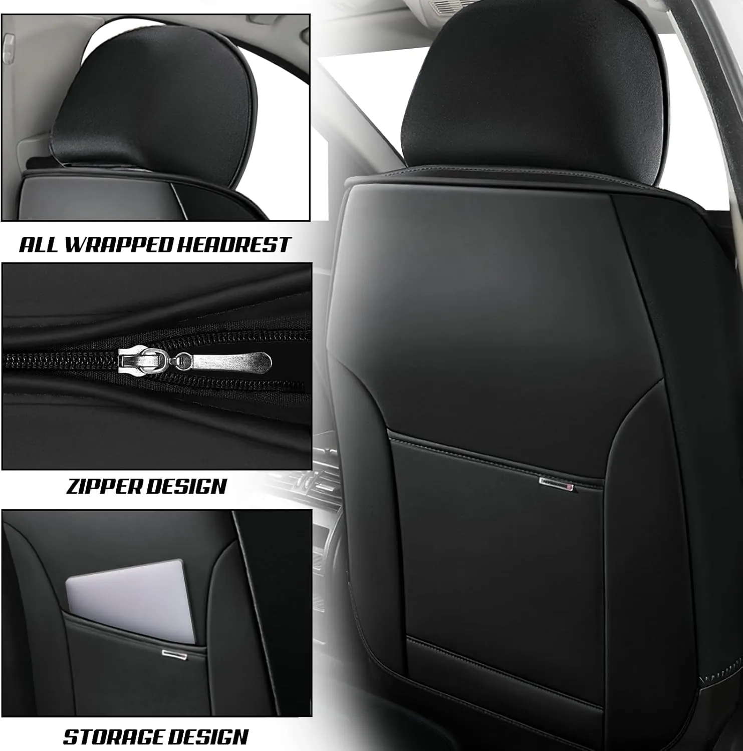 ILMO Seat Covers for Truck 2006-2024 Toyota Tacoma Double Crew Cab, Limited, SR, SR5, TRD Sport, TRD PRO, TRD Off-Road, Waterproof Leather Seat Protectors(Black&Coffee, Front Pair)