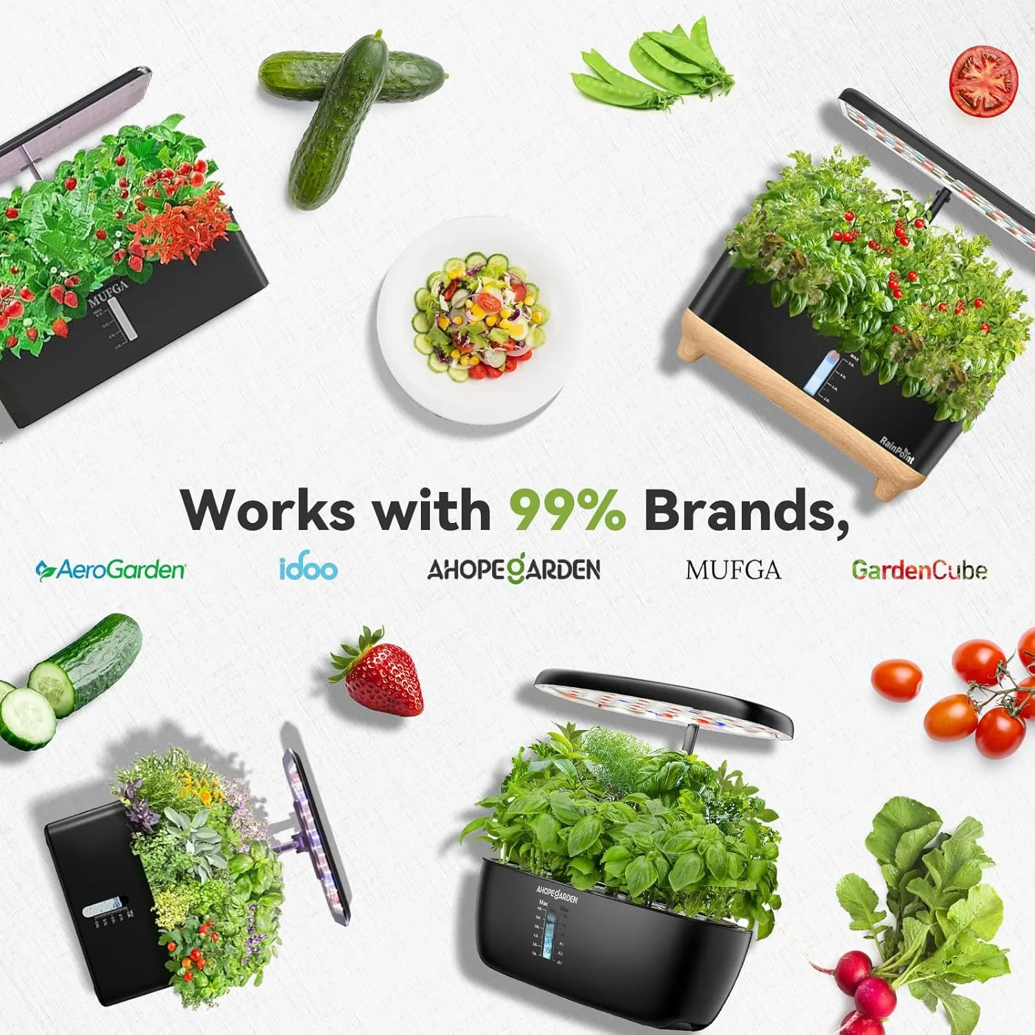 inbloom Fruit Seed Pod Kit for AeroGarden, Ahopegarden, GARDENCUBE, MUFGA, iDoo Hydroponics Growing System, 7-Pods (350  Seeds Include Strawberry, Tomato, Cucumber, Pea, Ruby Queen Beet)