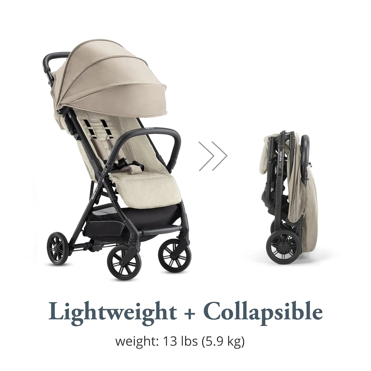 Inglesina Quid Stroller - Alpaca Beige - Ultra Compact Lightweight Travel Stroller, Babies and Toddlers, Airplane Overhead, Foldable, Reclining Seat, Collapsible Canopy, 3 Months - 50 lbs, BPA Free