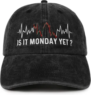InnoBeta Stock Market Gifts for Men and Women, Funny Gifts for Stock Traders on Birthday and Christmas, Adjustable Vintage Baseball Cap Washed Cotton Embroidered Hat, is it Monday Yet