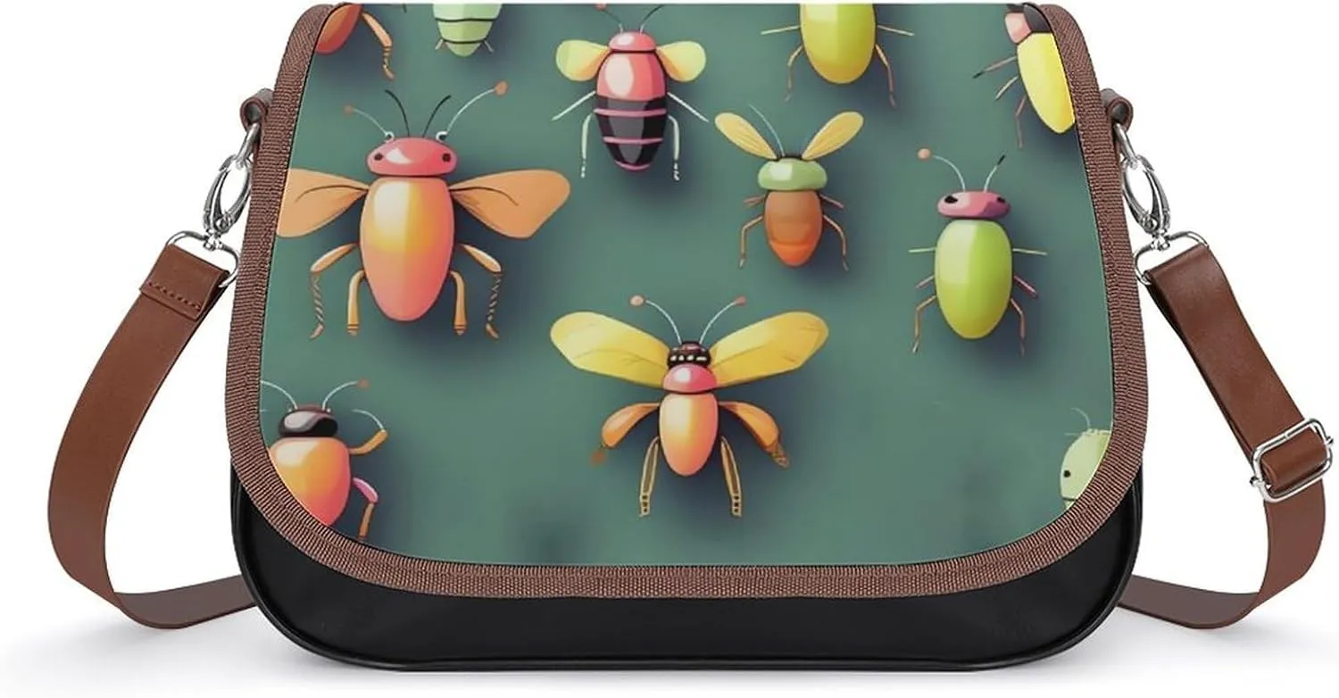 Insect Atlas Laptop Tote Bag Leather Computer Bags Lined Shoulder Purse Purses And Handbags Business Office Work Bag Top Handle Handbag for Women