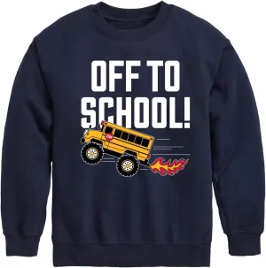 Instant Message - Off to School Bus - Toddler & Youth Crewneck Fleece Sweatshirt