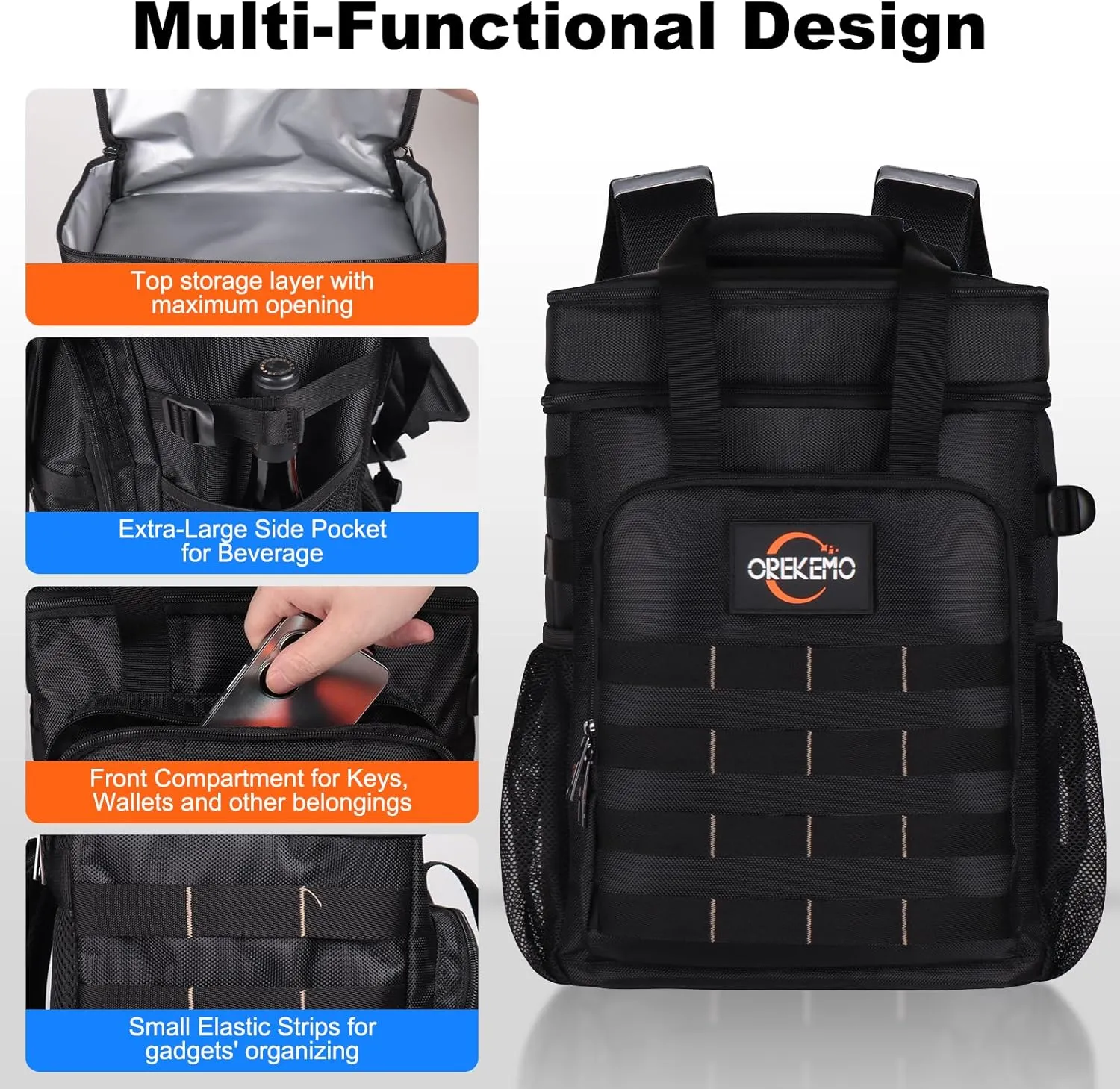 Insulated Cooler Backpack Waterproof Leak-Proof Over-Size Storage for Picnic, Camping, Lunch, Large Soft Cooler Bag Outdoor