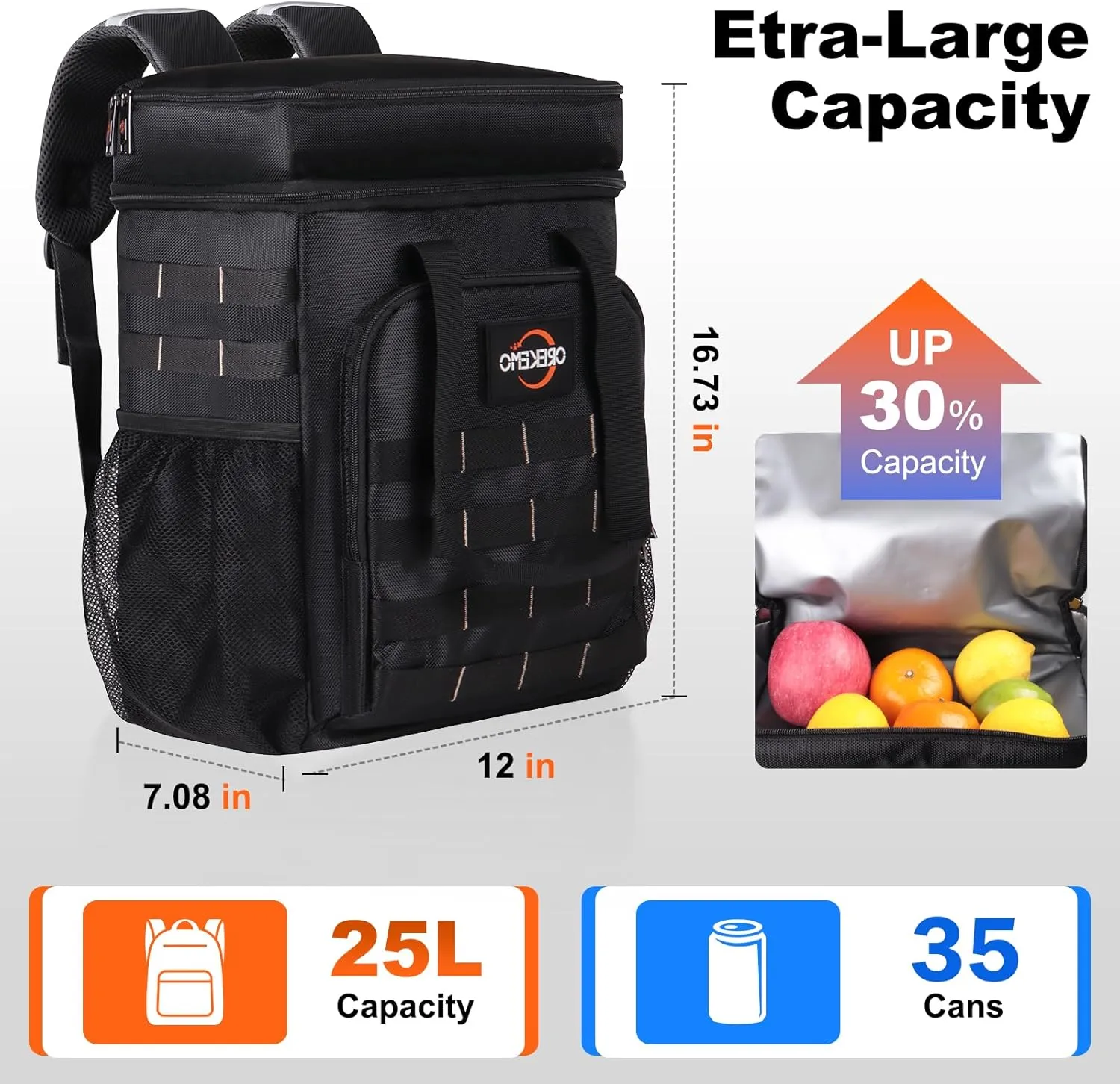 Insulated Cooler Backpack Waterproof Leak-Proof Over-Size Storage for Picnic, Camping, Lunch, Large Soft Cooler Bag Outdoor