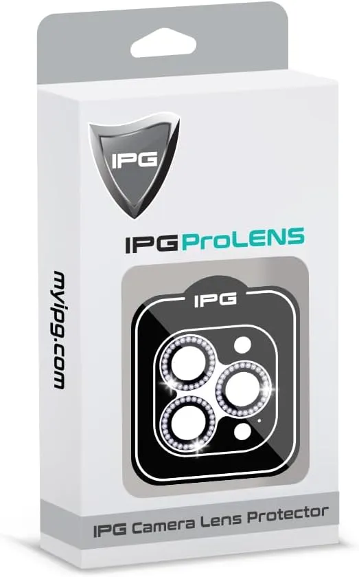 IPG ProLENS Diamond Frame Rhinestones Bling Camera Lens Protector for iPhone 14 Pro - 14 Pro Max Alumina Silicate Tempered Class, HD Clarity, Scratch-Resistant, Individual Lens Cover for 14MaxDIApurp