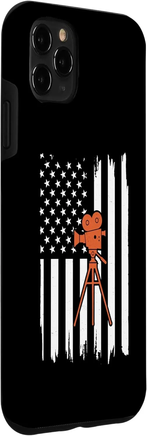 iPhone 11 Pro Max Camera Usa Flag Funny Filmmaker Gifts Film Director Crew Case
