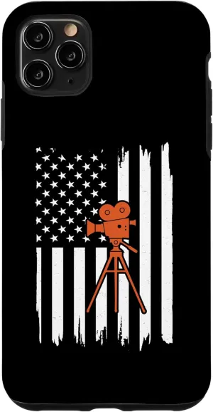 iPhone 11 Pro Max Camera Usa Flag Funny Filmmaker Gifts Film Director Crew Case