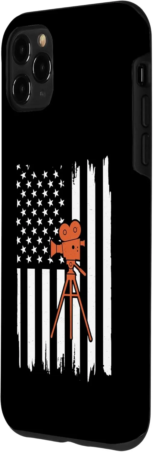 iPhone 11 Pro Max Camera Usa Flag Funny Filmmaker Gifts Film Director Crew Case