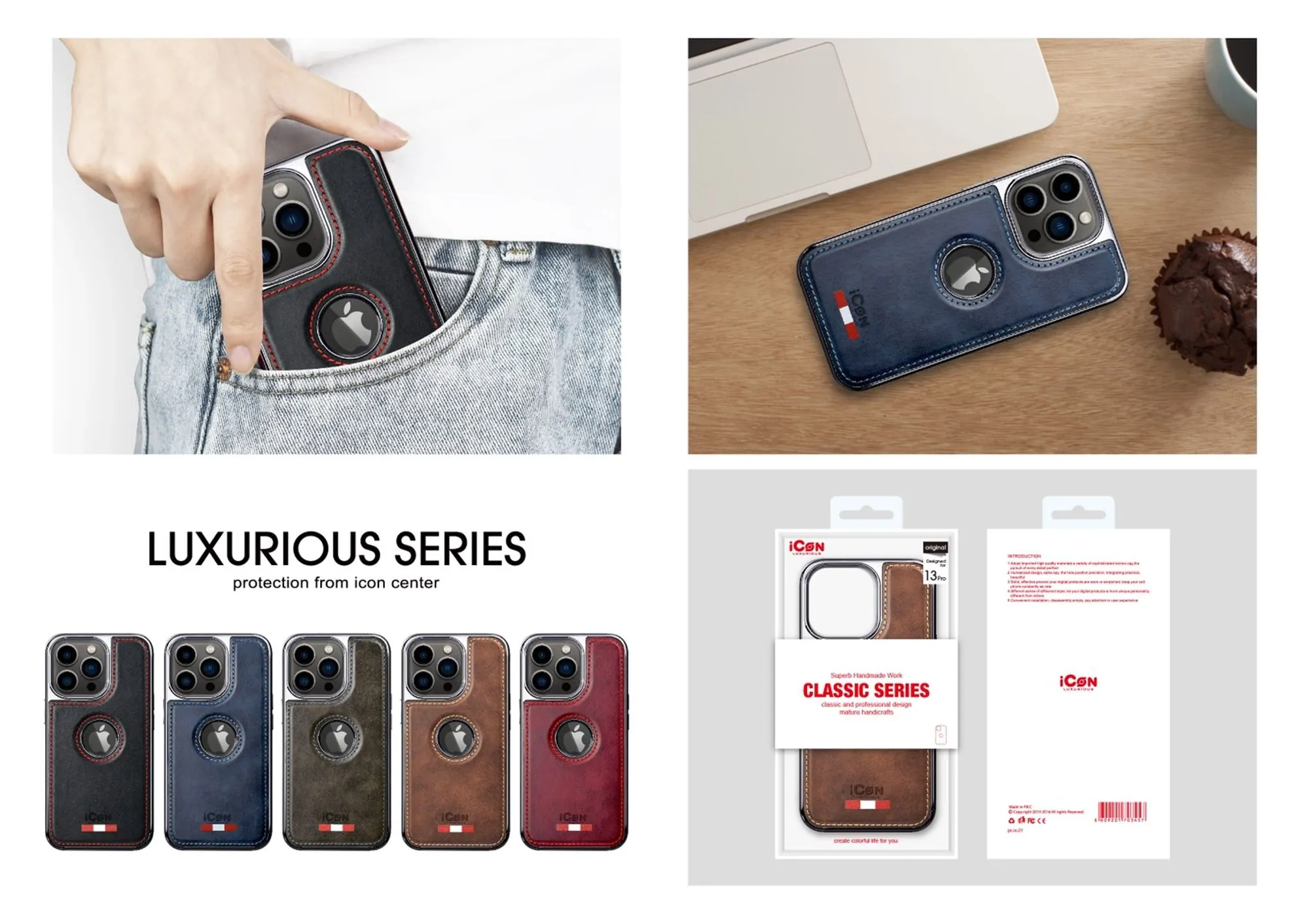iPhone 14 Pro Leather Case Original Luxurious Premium Quality leather Case - Grey