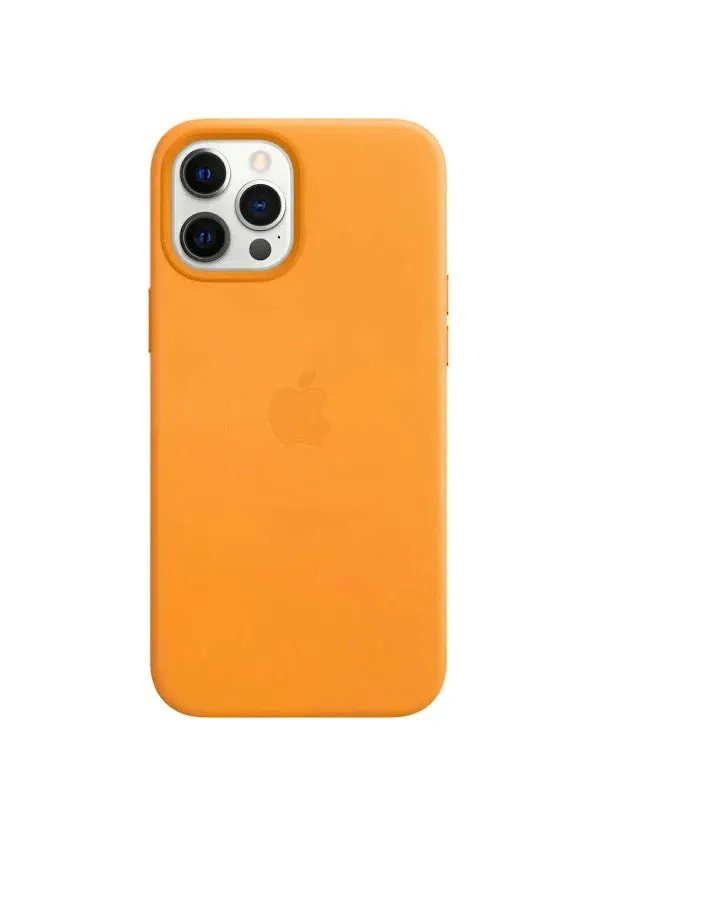 iPhone 14 Pro Leather Case with Camera Protection - Midnight Black / Batalic Blue /California Poppy