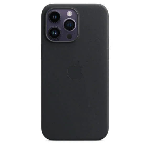 iPhone 14 Pro Leather Case with Camera Protection - Midnight Black / Batalic Blue /California Poppy