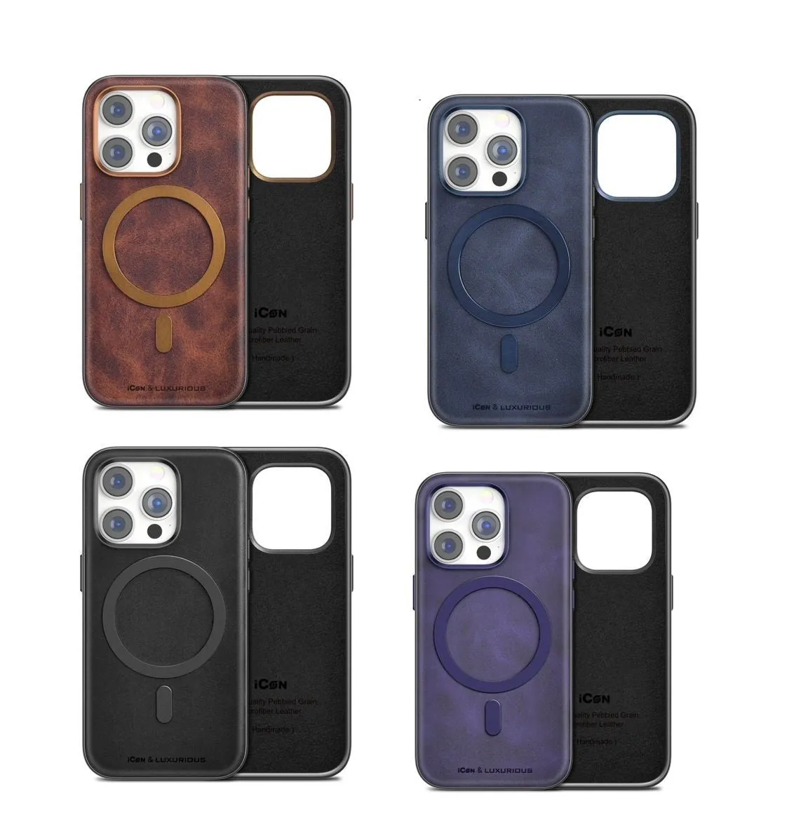 iPhone 14 Pro Luxurious Leather Magsafe Case - Black