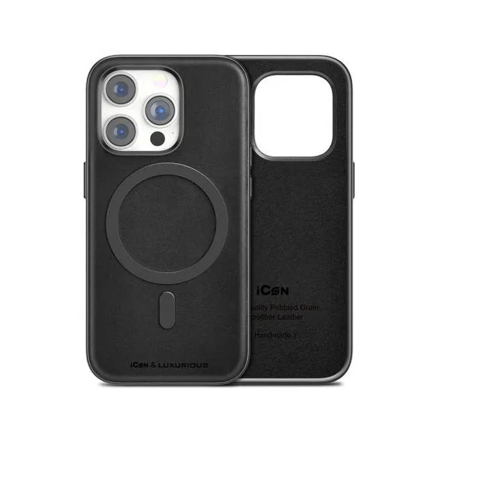 iPhone 14 Pro Luxurious Leather Magsafe Case - Black