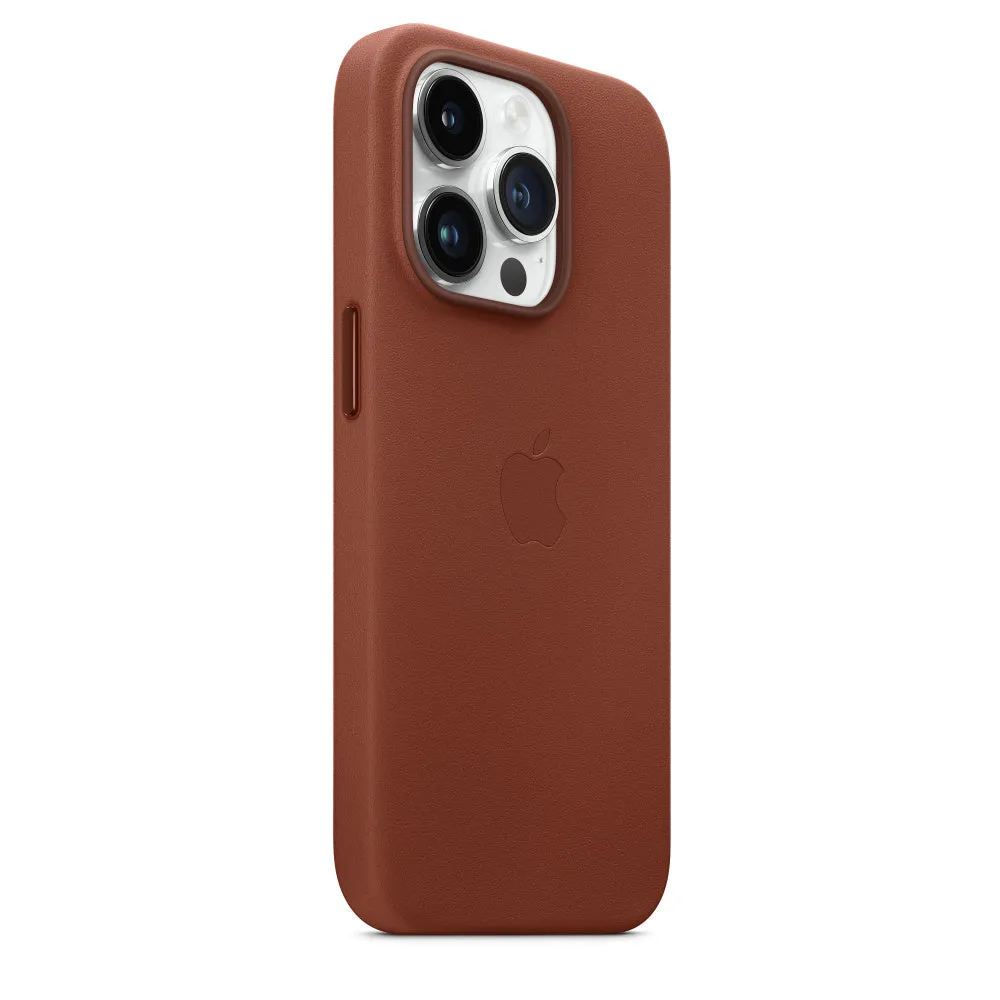 iPhone 14 Pro Max Leather Case (Not Magsafe) with Logo - Umber Brown