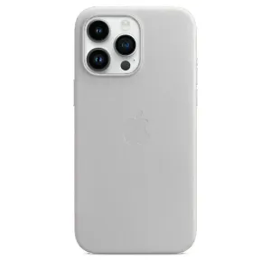 iPhone 15 Pro Leather Magsafe Case with Logo - Titanium Grey
