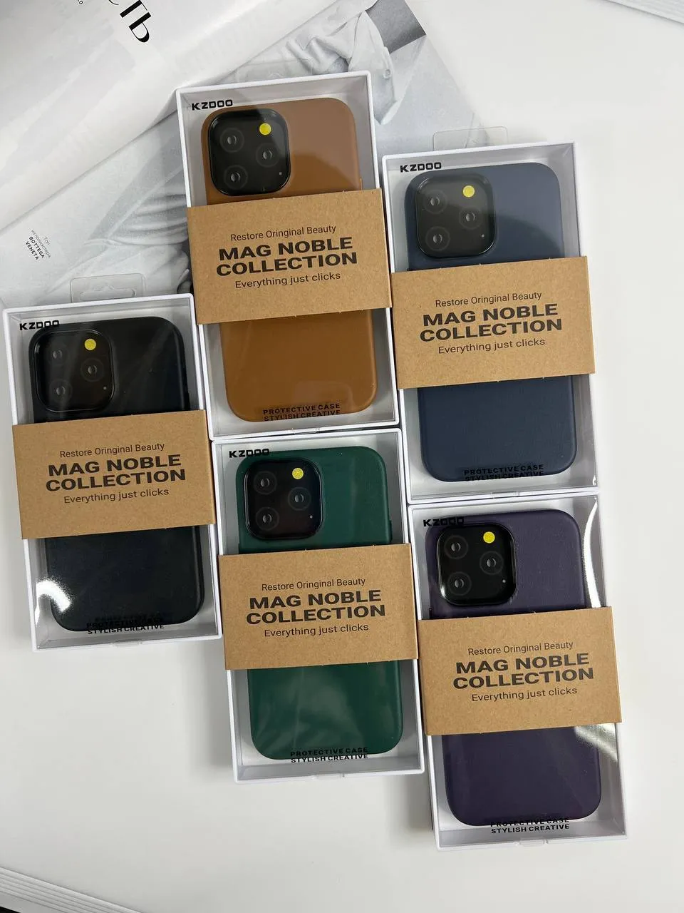 iPhone 15 Pro Max K-doo Noble Collection Leather Case Back Cover - Blue