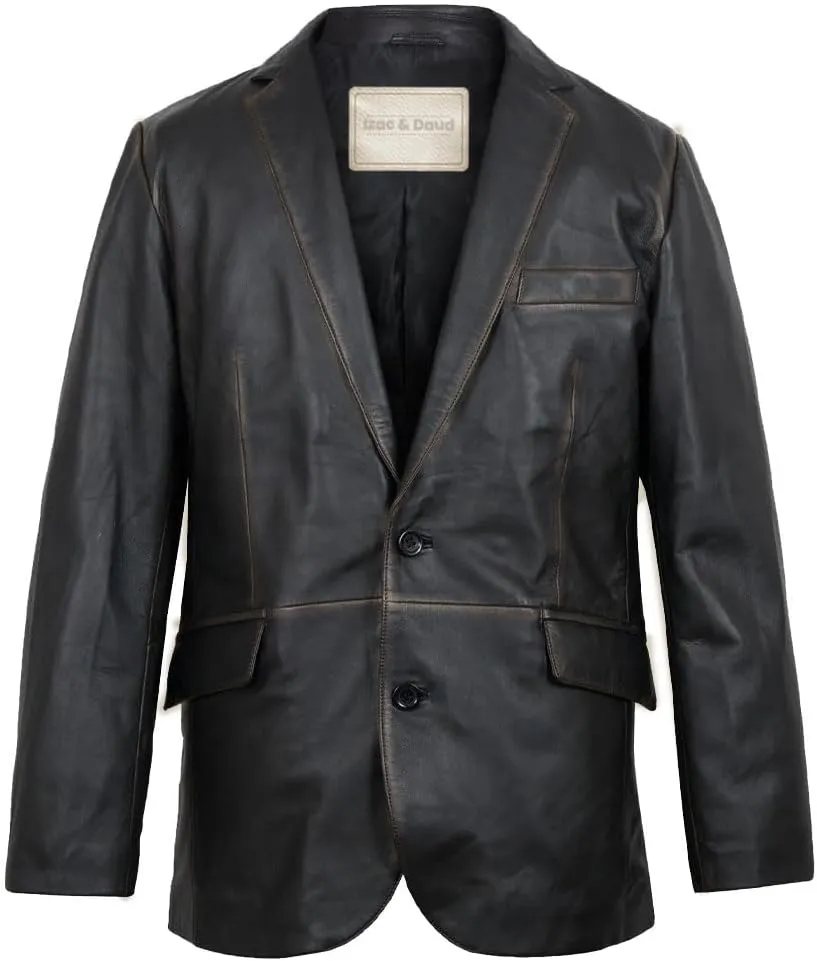 Isaac & David Chicago Lambskin Genuine Casual Wear Leather Blazer Sport Coat with Classic Button Closure for Men