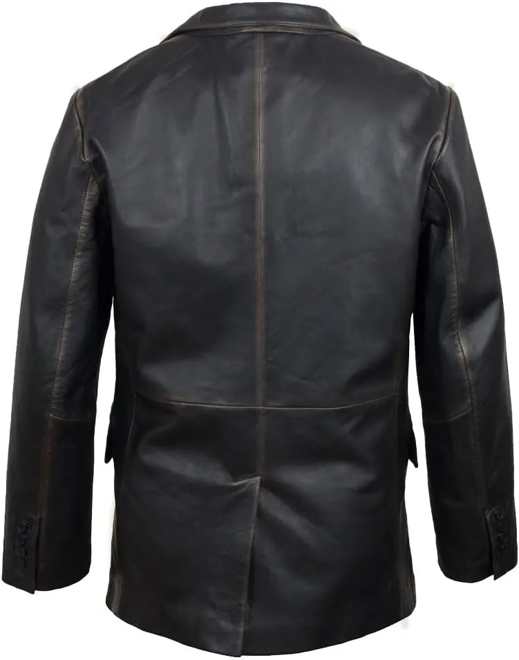 Isaac & David Chicago Lambskin Genuine Casual Wear Leather Blazer Sport Coat with Classic Button Closure for Men