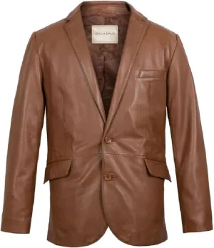 Isaac & David Chicago Lambskin Genuine Casual Wear Leather Blazer Sport Coat with Classic Button Closure for Men