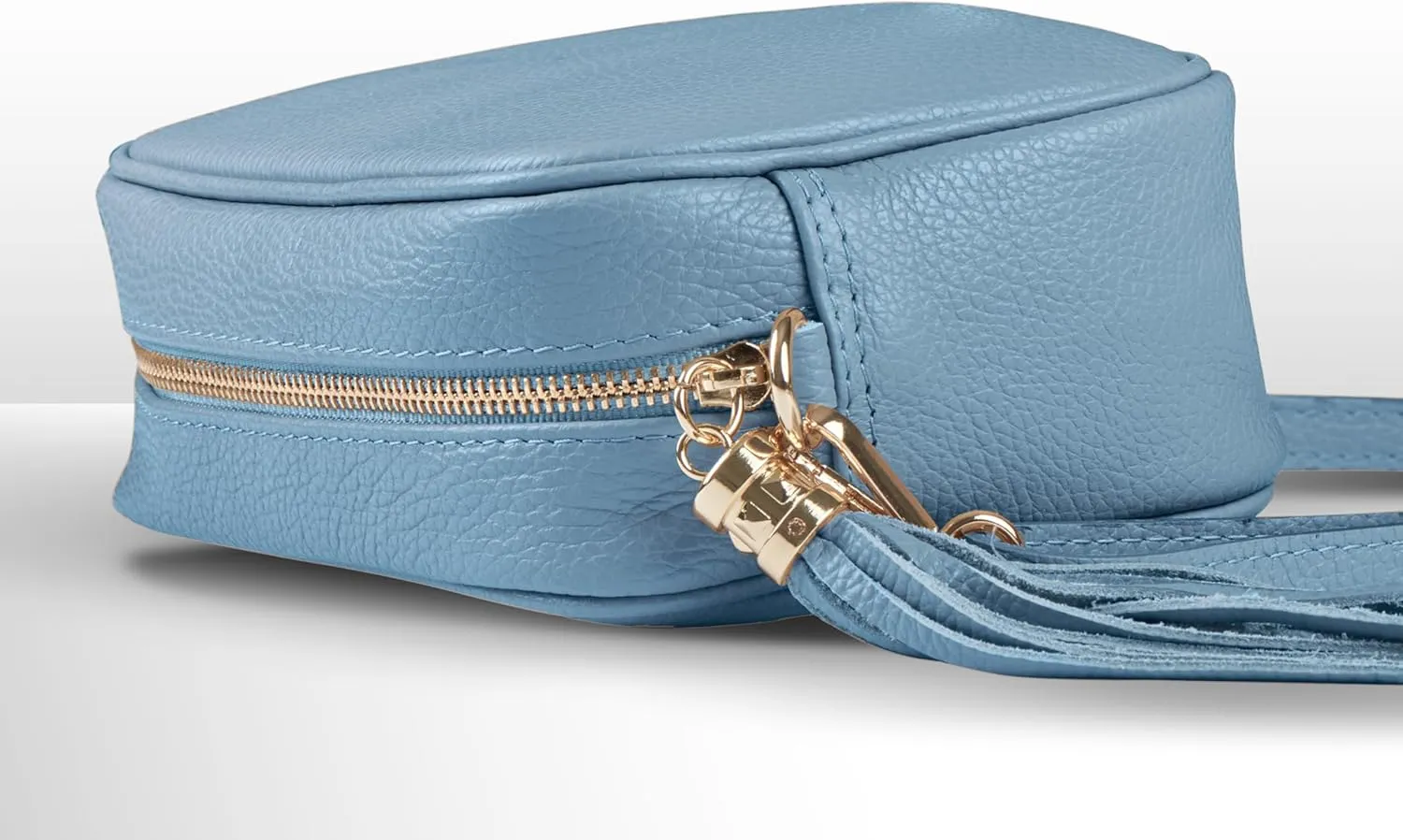 Italian Genuine Calf Leather Crossbody Bag for Women with Zip Strap Tassel | Small Camera Purse Shoulder Handbag Pocketbook