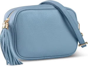 Italian Genuine Calf Leather Crossbody Bag for Women with Zip Strap Tassel | Small Camera Purse Shoulder Handbag Pocketbook