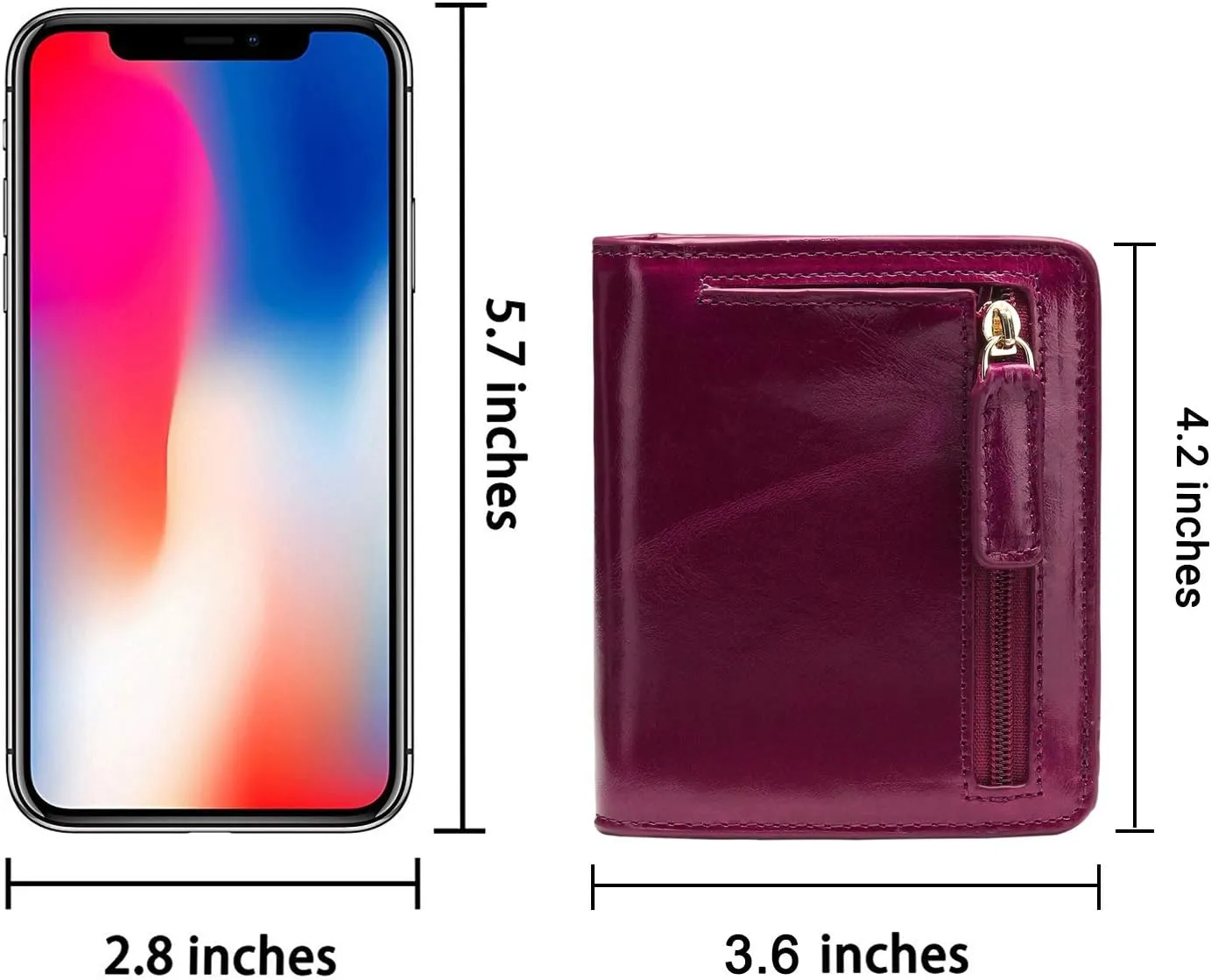 Itslife Women's Rfid Blocking Small Compact Bifold Leather Pocket Wallet Ladies Mini Purse with id Window (Waxed Fuchsia)