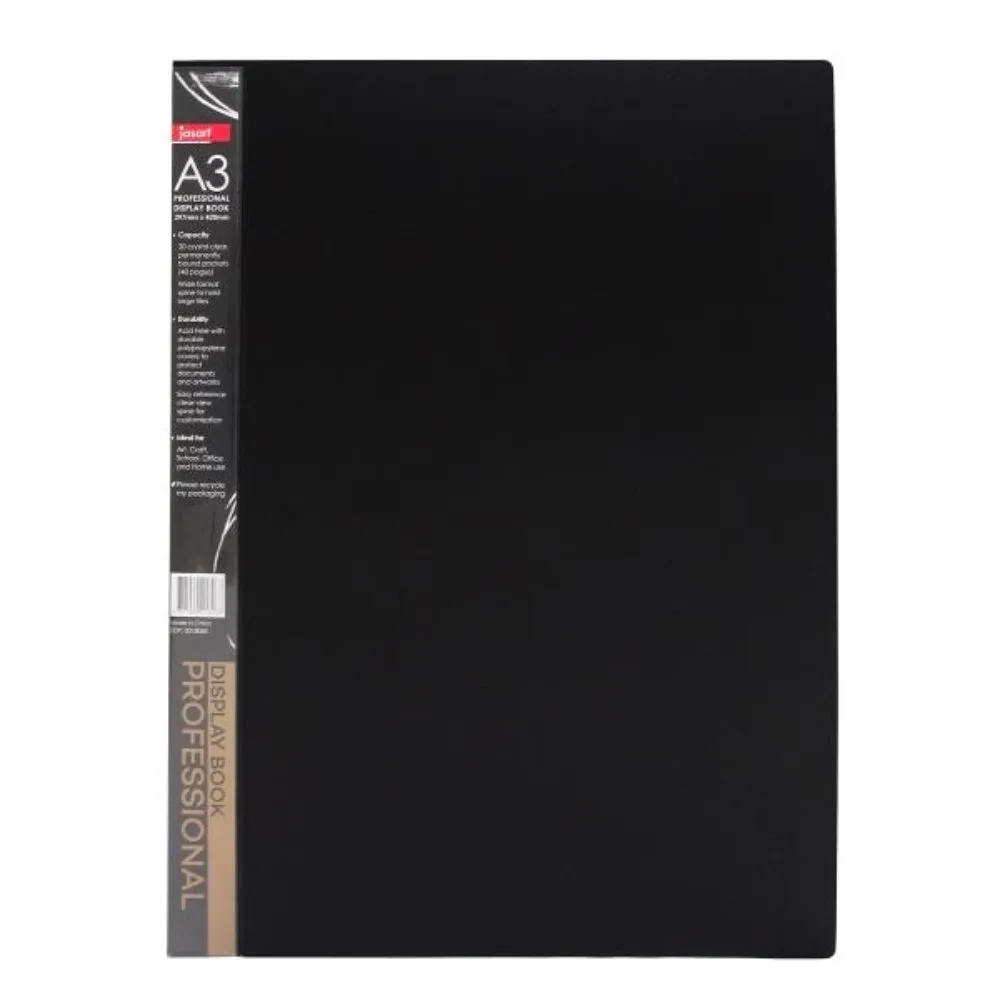 Jasart Prof Display Book w/Insert Spine A3 Black 20 pages