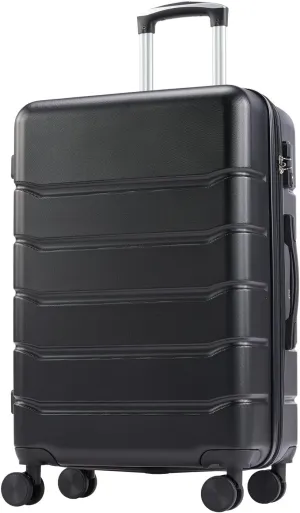 JCSD Hard Sided Expandable Suitcase with 360° Swivel Wheels, Retractable Handle, 20 inch, Black