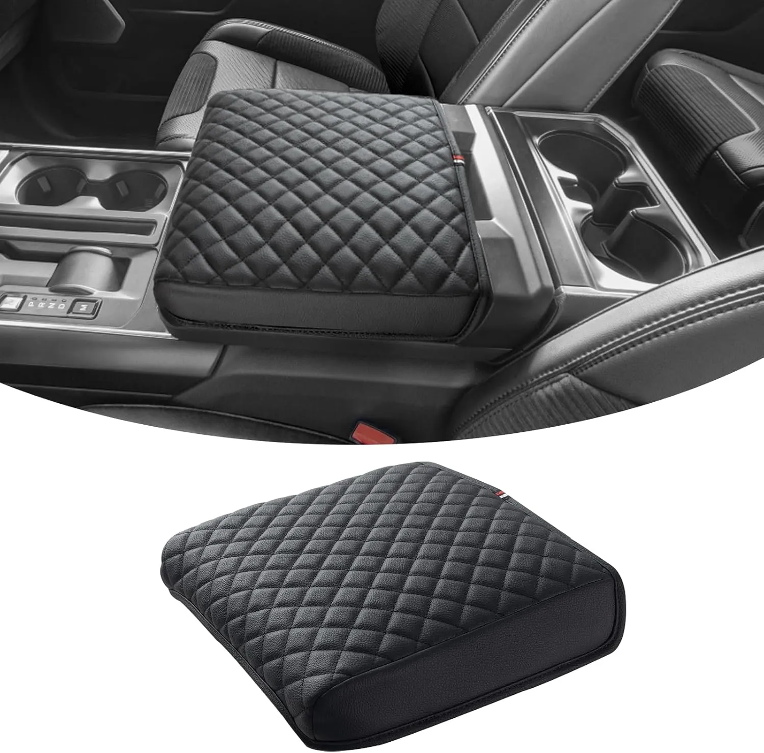 JDMCAR Armrest Cover Compatible with 2021 2022 2023 2024 2025 Ford F150 PU Leather Car Interior Accessories, Customized Anti-Scratch Leather Armrest Lid Protector Pad (Work Surface Console Only)