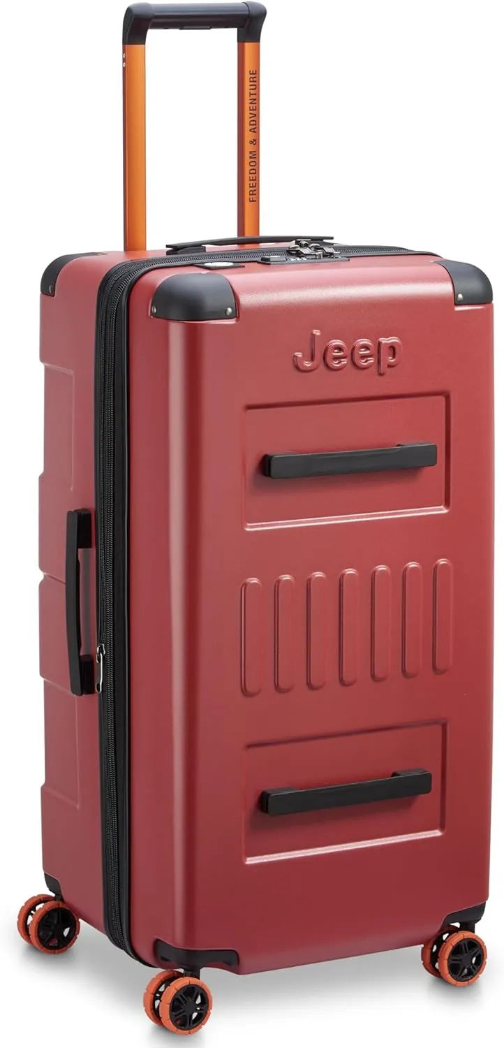 Jeep JH002B Hardside Expandable Luggage with Spinner Wheels, Chilli Pepper, Checked-Large 29 Inch