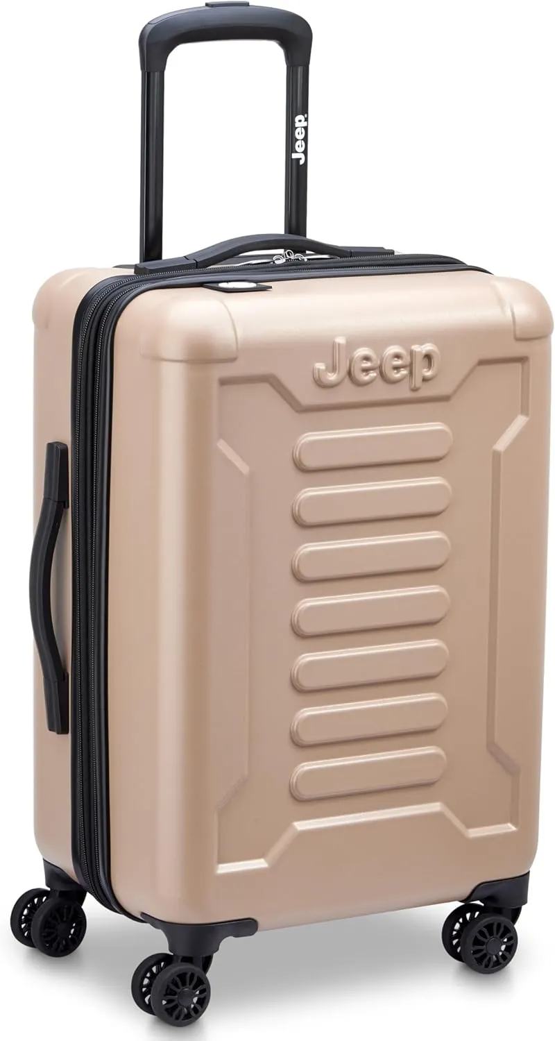 Jeep JH004C Hardside Expandable Luggage with Spinner Wheels, Beige, 2 Piece Set 20/28 Inch