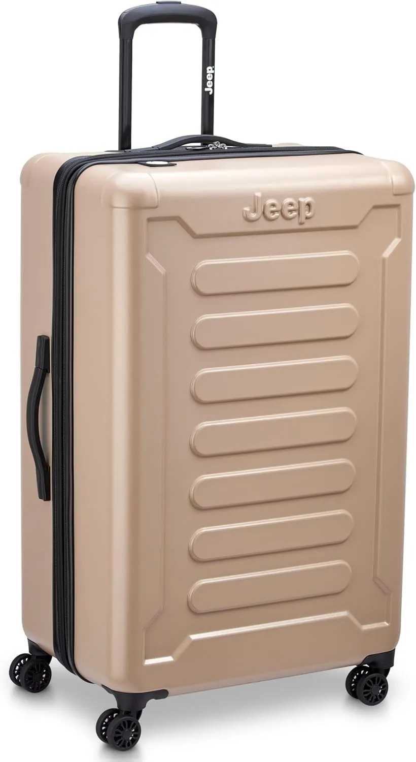 Jeep JH004C Hardside Expandable Luggage with Spinner Wheels, Beige, 2 Piece Set 20/28 Inch