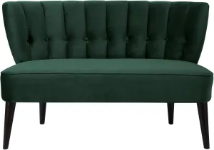 Jennifer Taylor Home Becca Channel and Button Tufted Settee, Hunter Green Performance Velvet