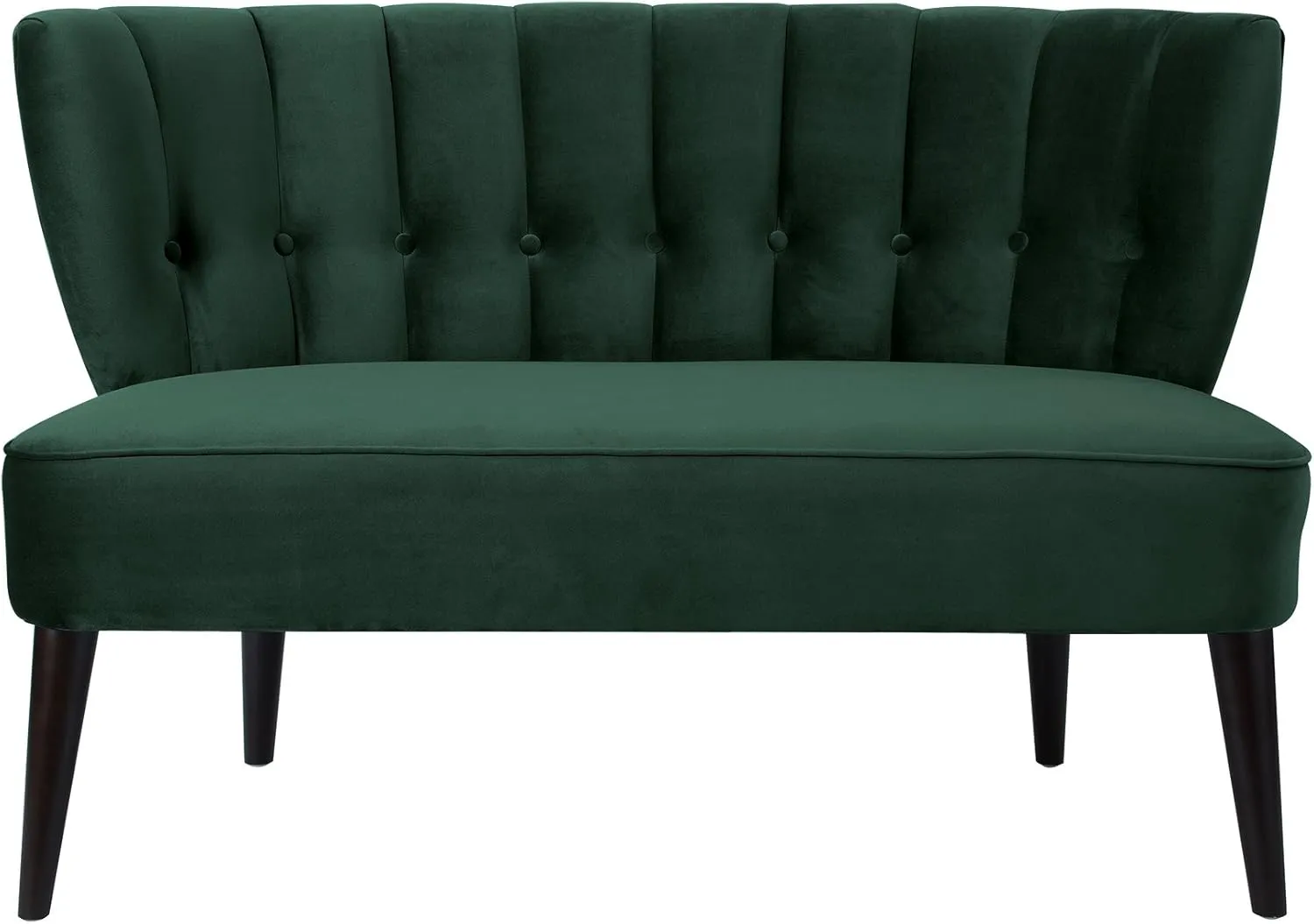 Jennifer Taylor Home Becca Channel and Button Tufted Settee, Hunter Green Performance Velvet
