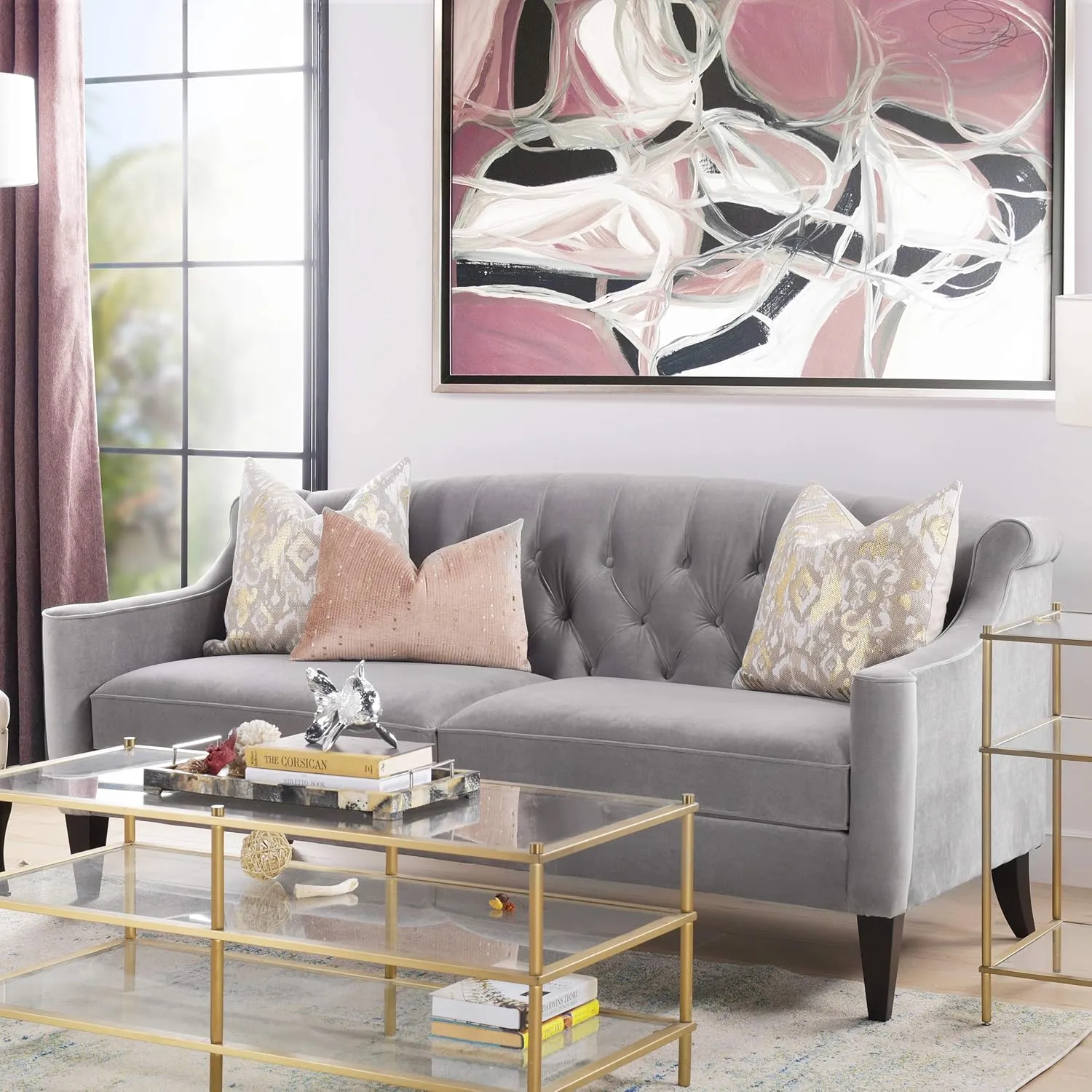 Jennifer Taylor Home Isobella 74" Upholstered Button Tufted Sofa