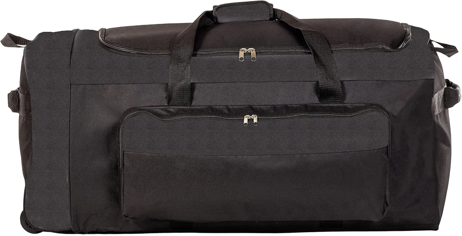 Jetstream Foldable 145L Duffle Bag with Triple Inline Wheels, Large Collapsible Duffel for Camping & Travel, Black