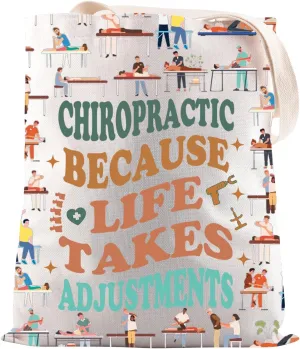 JNIAP Chiropractor Gifts Chiropractic Because Life Takes Adjustments Tote Bag Spine Care Doctor Gift