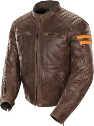 Joe Rocket Classic '92 Men's Leather On-Road Motorcycle Jacket - Brown/Orange/Medium
