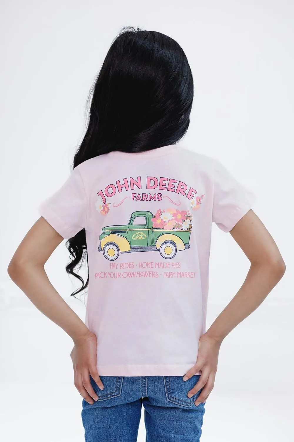John Deere Farm Animals Girls T-Shirt Toddler to Little Kid Sizes (2T - 7-8)