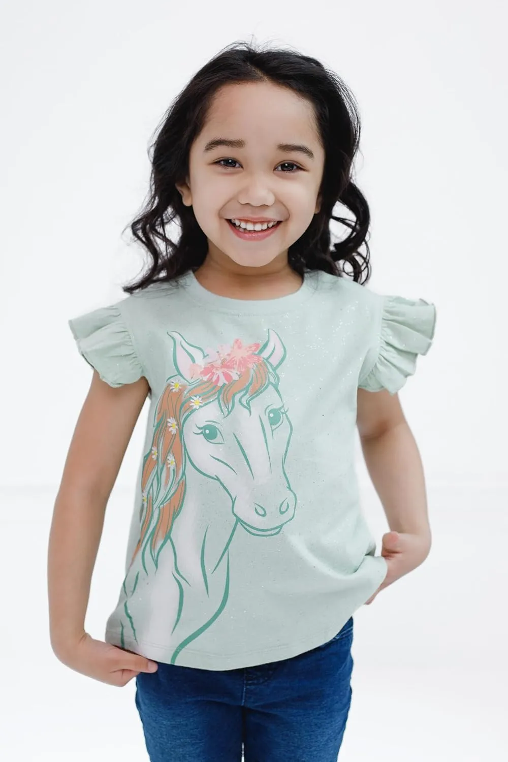 John Deere Farm Animals Girls T-Shirt Toddler to Little Kid Sizes (2T - 7-8)